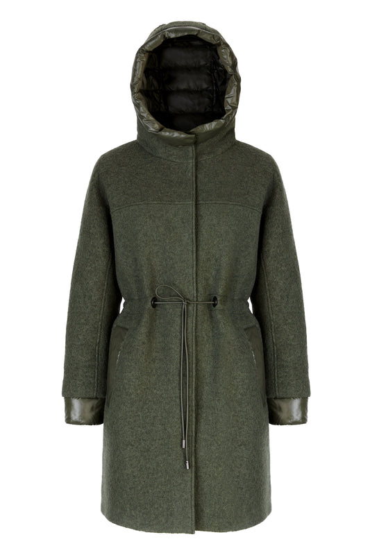 GEOX KLEOPY – Women’s Green Long Boiled Wool Coat