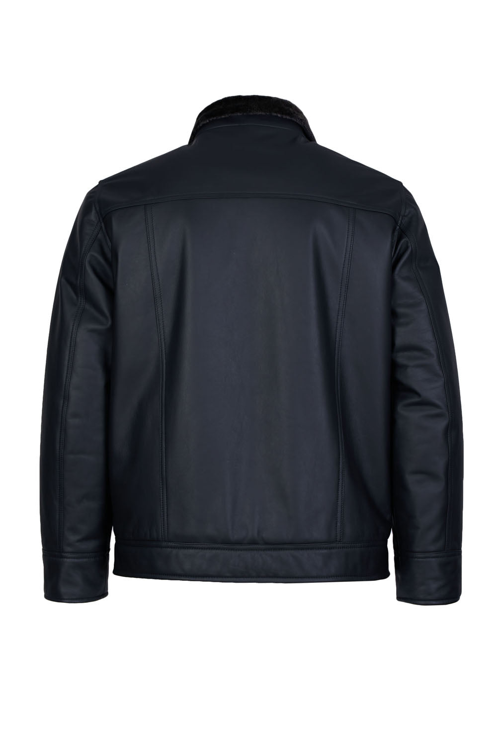WINTER - Men's Leather Jacket with Sheepskin Collar