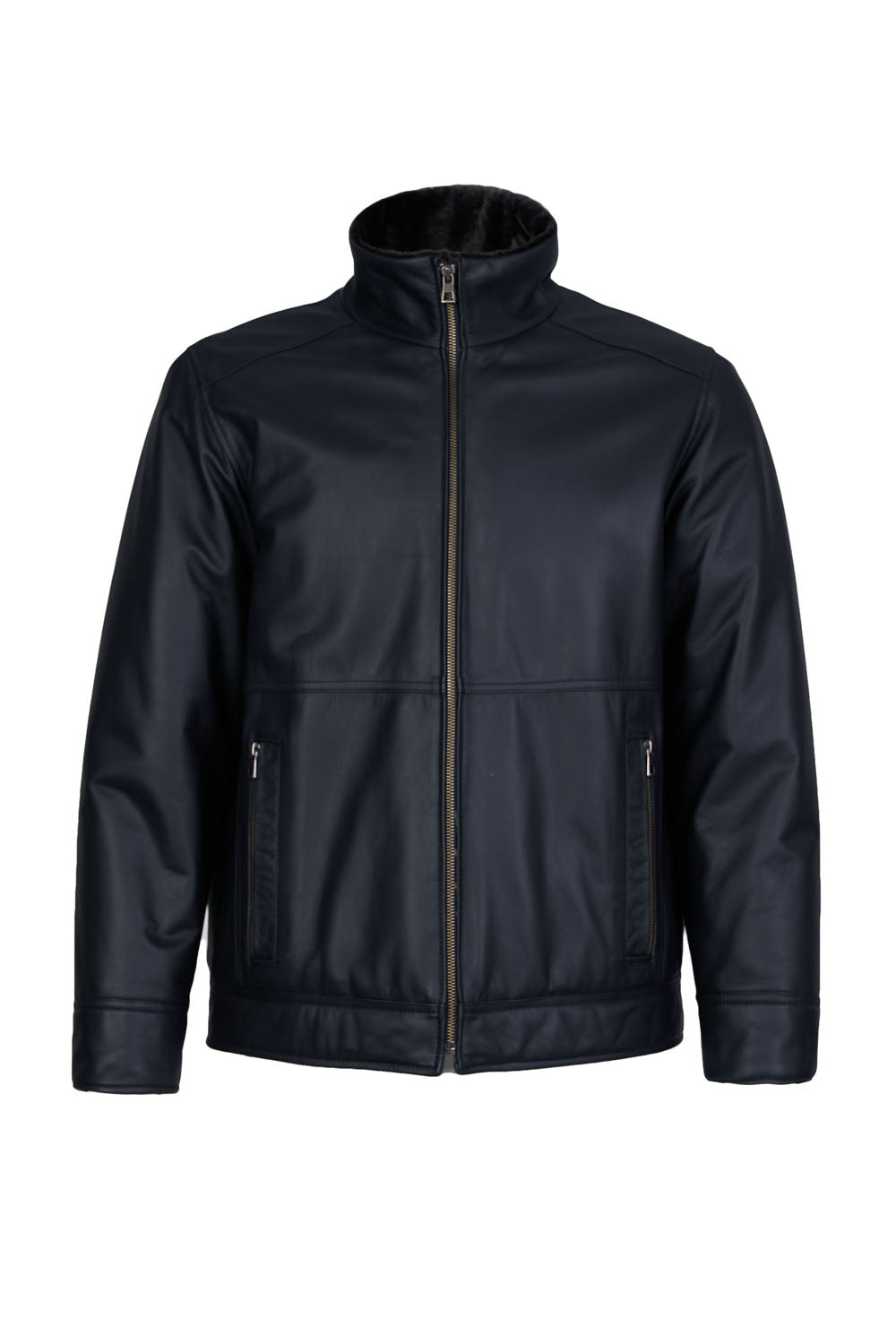 WINTER - Men's Leather Jacket with Sheepskin Collar