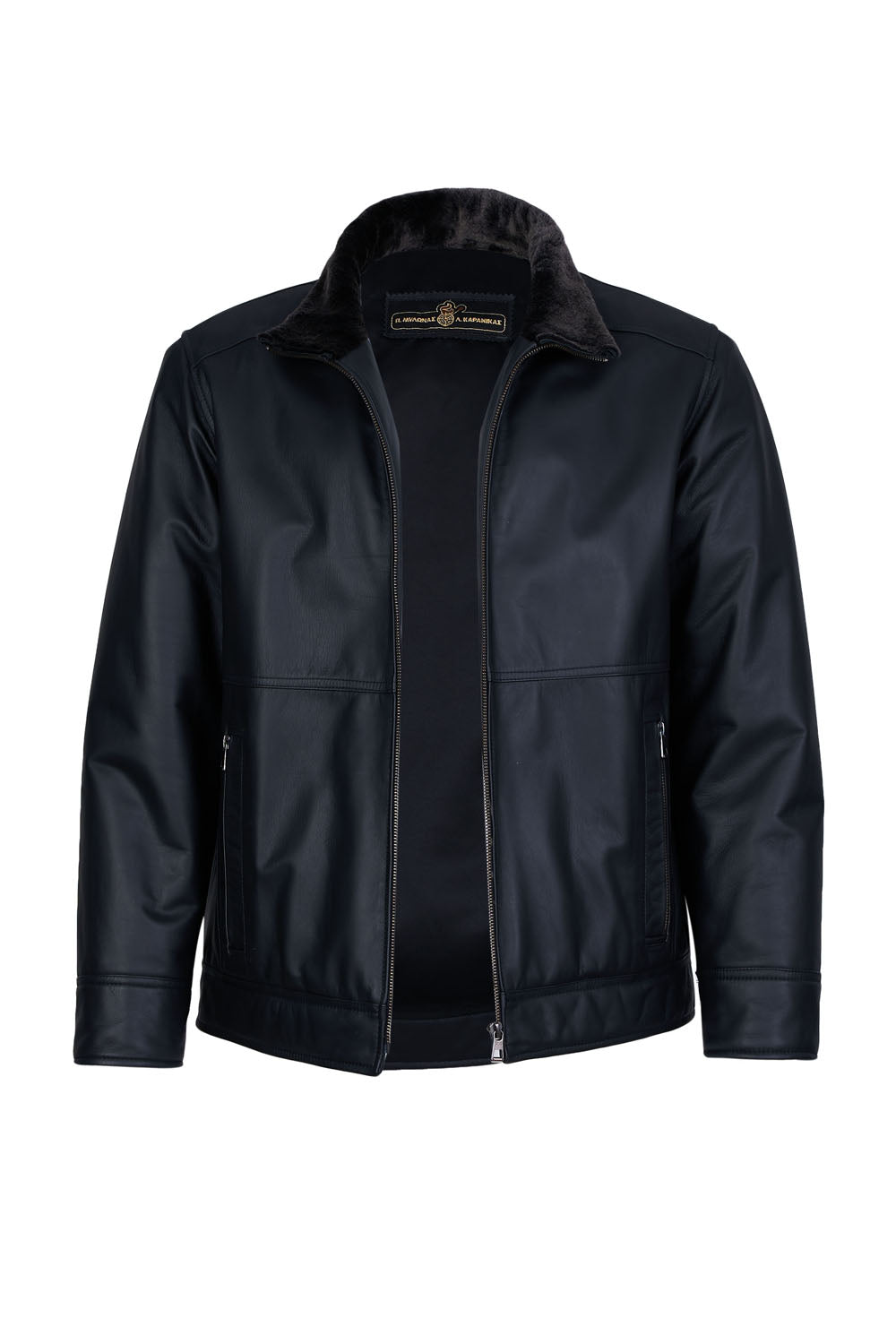 WINTER - Men's Leather Jacket with Sheepskin Collar