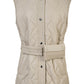 Women’s ivory leather vest, handmade nappa lamb leather, quilted design, belt with detachable wallet, regular fit, front view