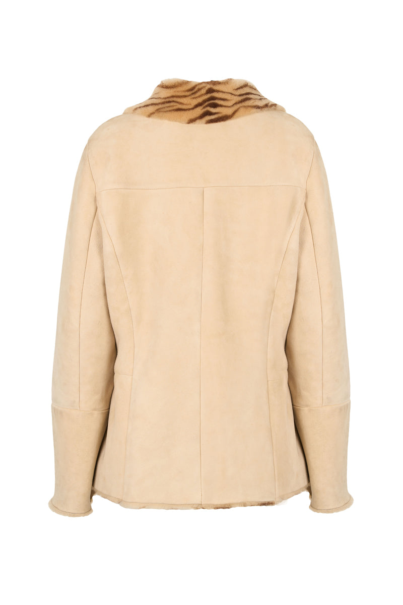2197- Women's Beige Sheepskin Jacket