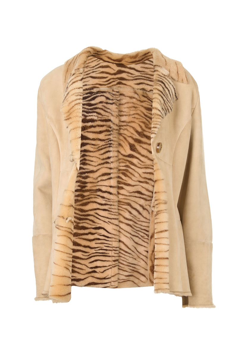 2197- Women's Beige Sheepskin Jacket
