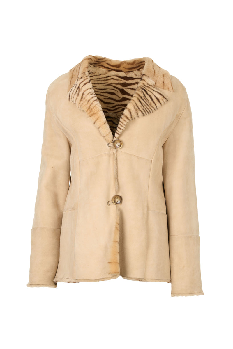 2197- Women's Beige Sheepskin Jacket