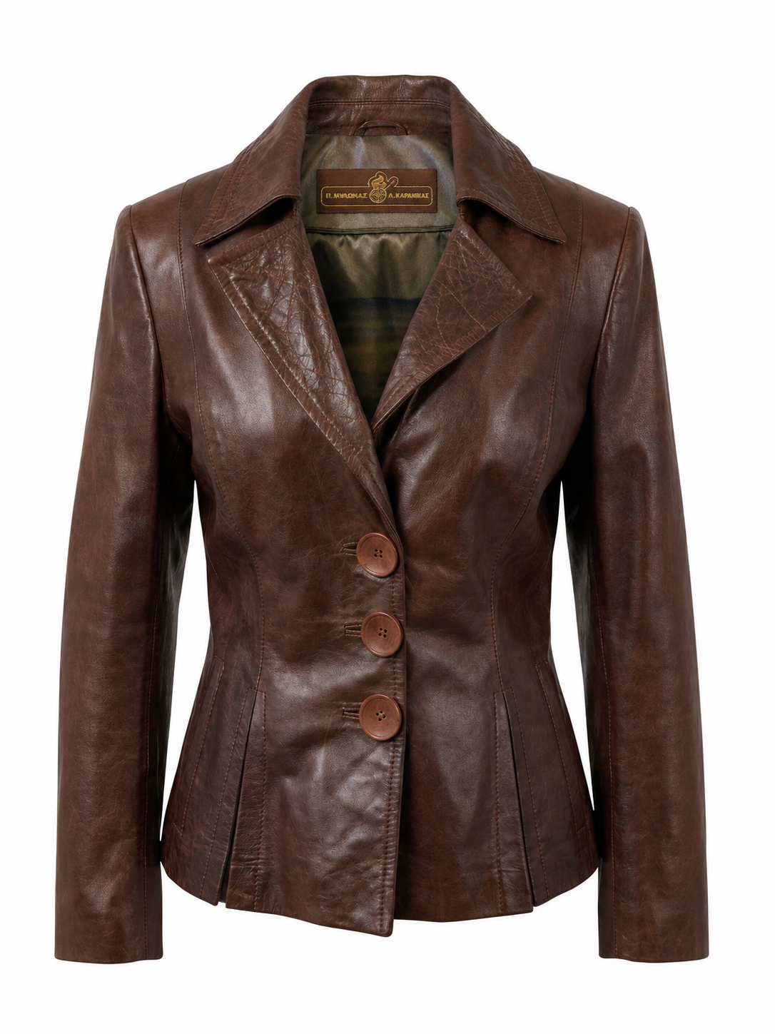 Women's Antique Brown Leather Blazer