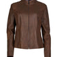 B94 - Γυναικείο Δερμάτινο Μπουφάν σε Κονιάκ  χρώμα