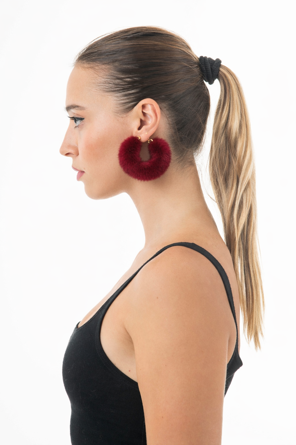 FUR Hoop Earrings . Ηoop Earrings with Wrapped Mink Fur in Many Colors