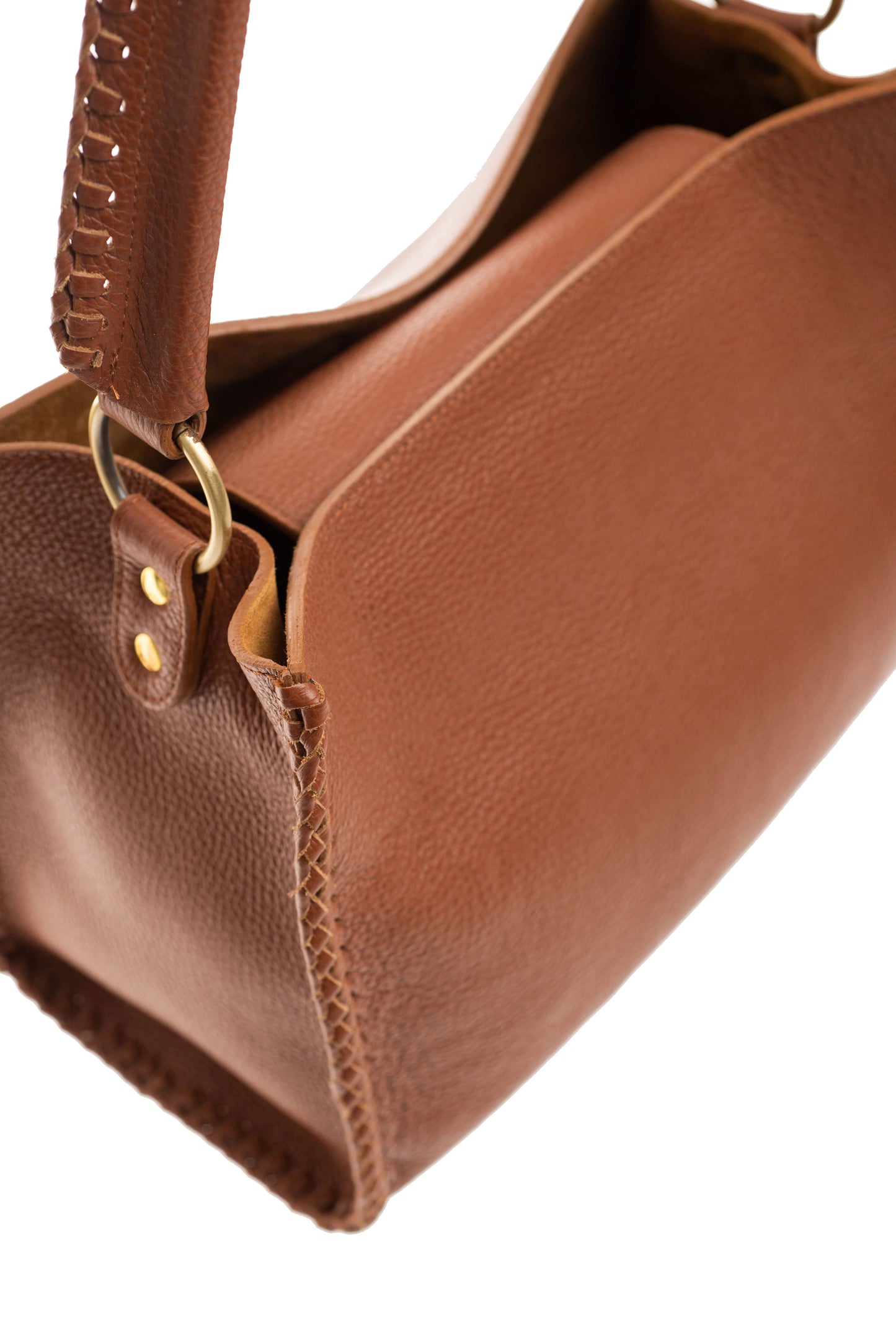 camel Leather Bagwith Braided Details