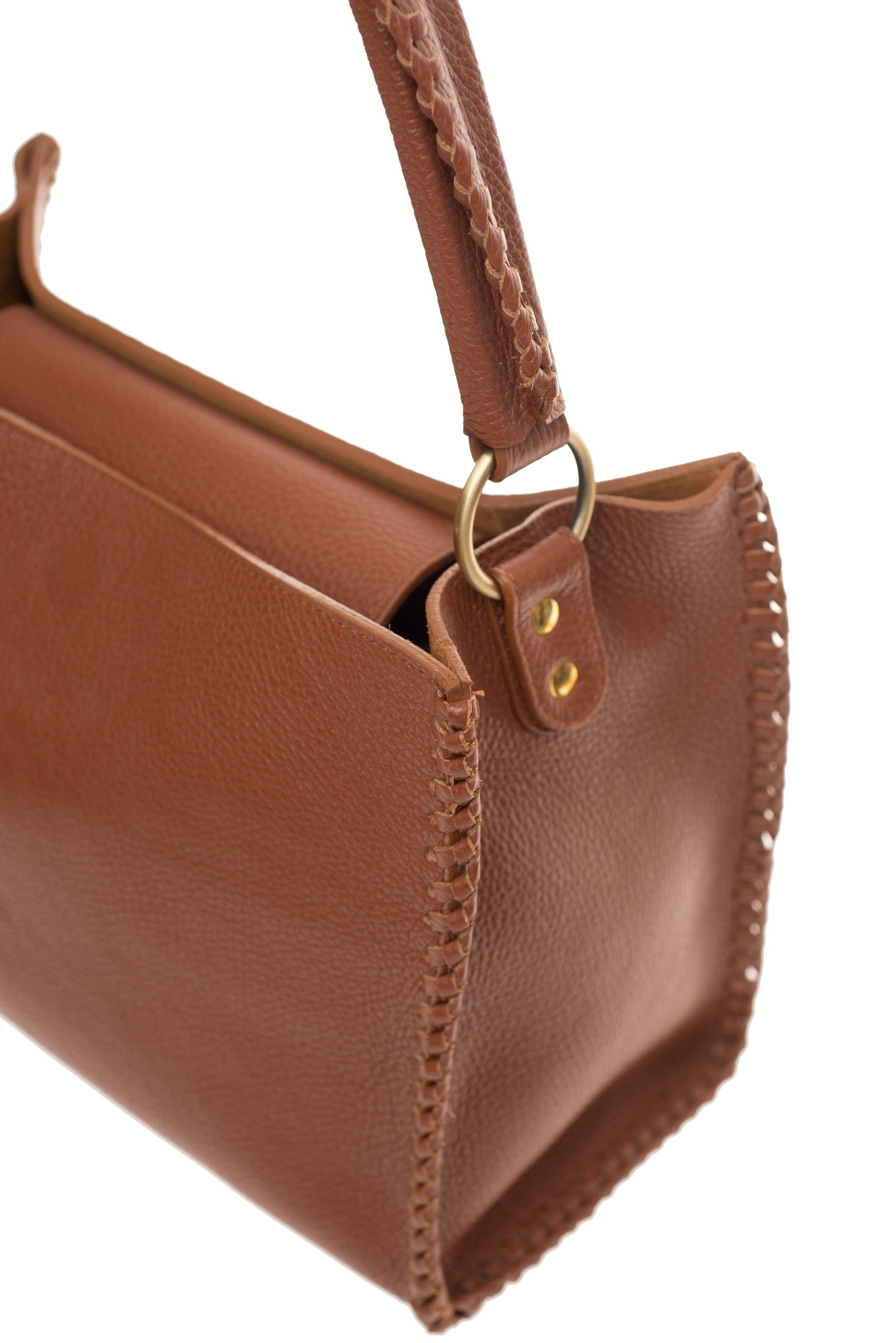 camel Leather Bagwith Braided Details