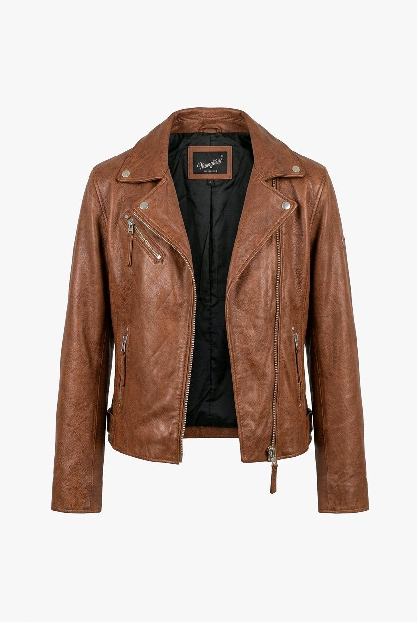 Γυναικείο Camel Biker Δερμάτινο Μπουφάν