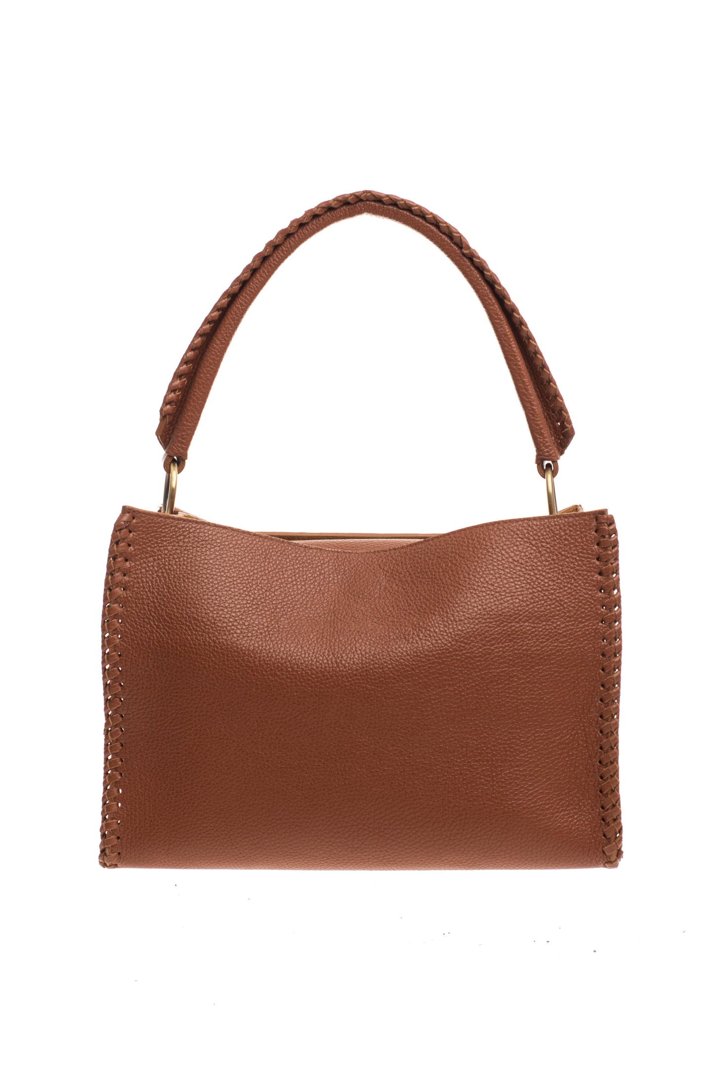 camel Leather Bagwith Braided Details