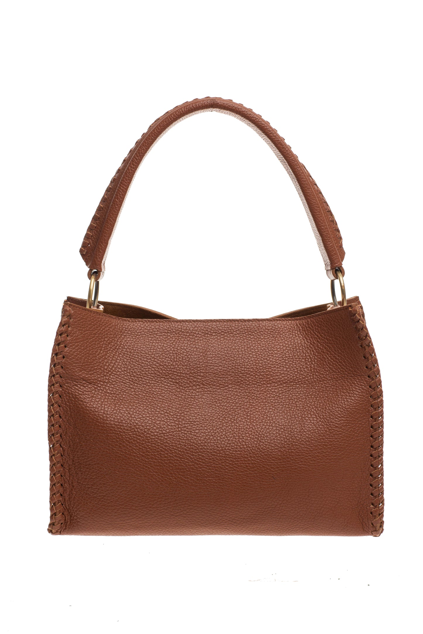 camel Leather Bagwith Braided Details