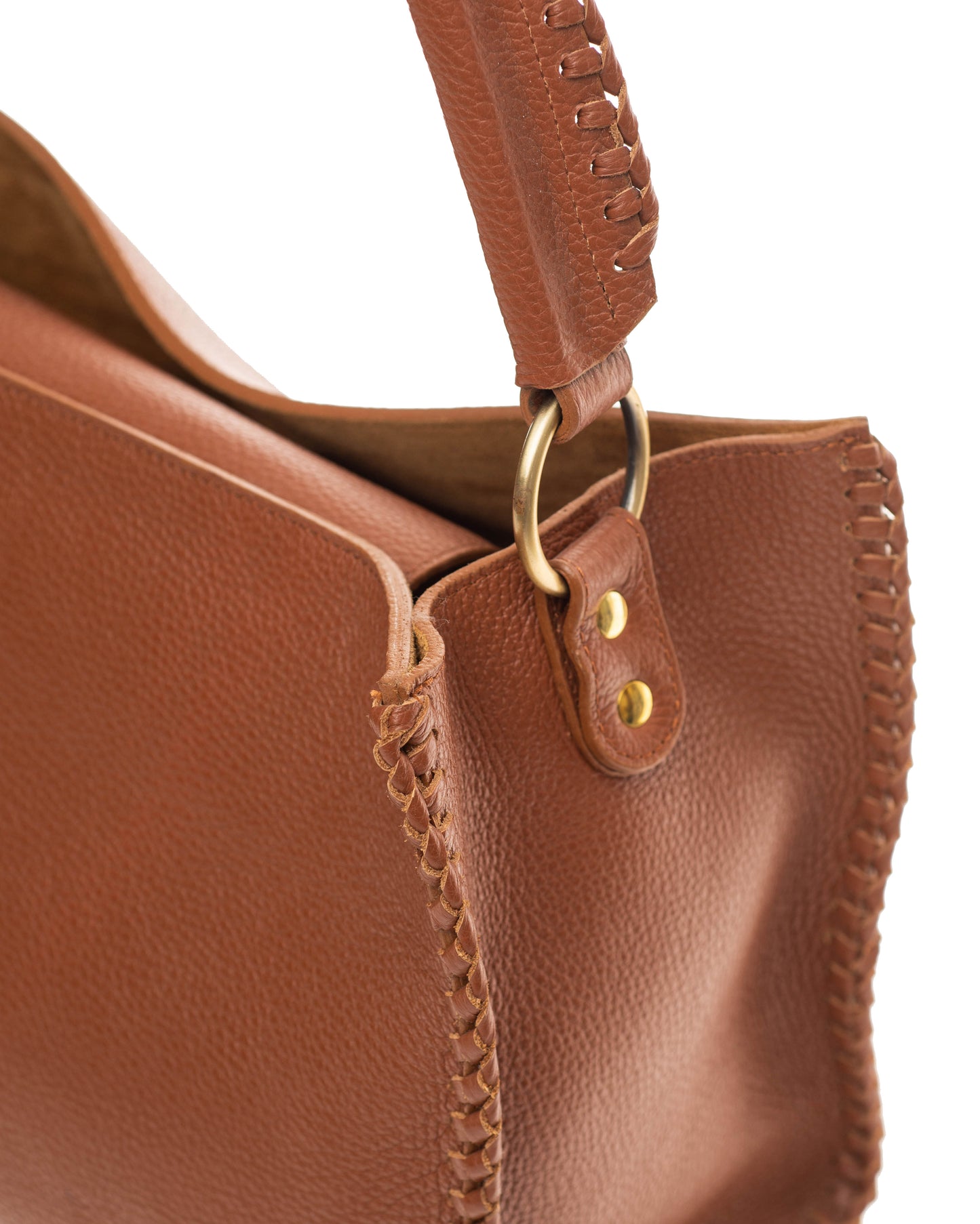 camel Leather Bagwith Braided Details