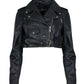 Women's Cropped Leather Jacket with Leather Belt