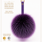 Purple Fur Pompom keychain with genuine leather strap. Real fluffy fur pompom keyring.
