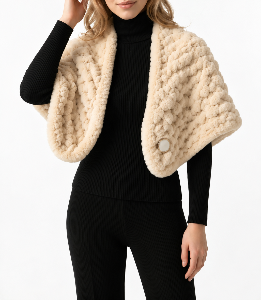 Women's Beige Fur Shawl