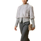 Real fur jacket with knit details in saphire mink color