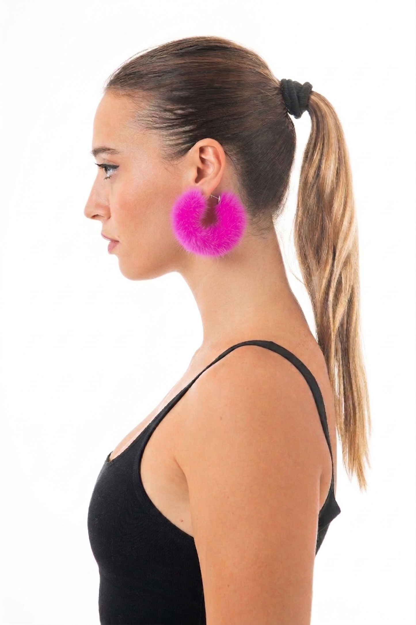 FUR Hoop Earrings . Ηoop Earrings with Wrapped Mink Fur in Many Colors