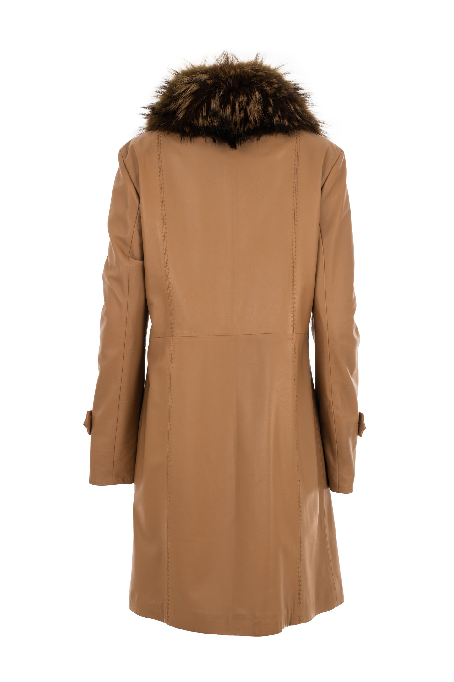 Ταμπά Δερμάτινο Παλτο με Αποσπώμενο Γούνινο Γιακά 