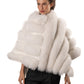 CHELSEA-White Fur and Leather  Cape