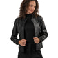 YELE - Women's Short Bomber Leather Jacket