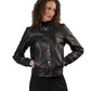 YELE - Women's Short Bomber Leather Jacket