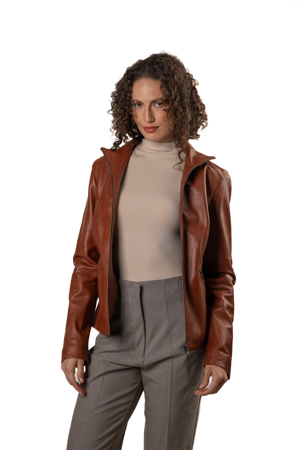 Γυναικείο Ταμπά Δερμάτινο Μπουφάν 