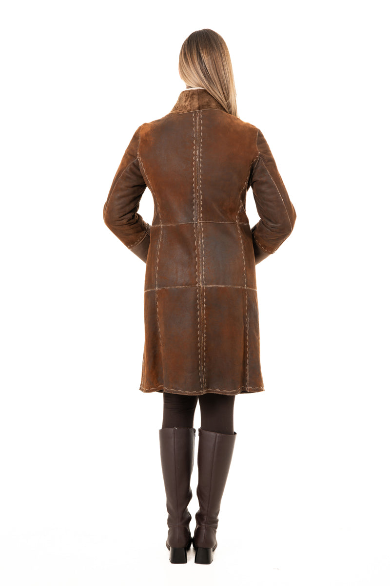5422 - Women's Brown Sheepskin Coat made in Italy