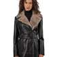 VIARA- Women's Leather Jacket with Fur Collar