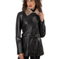 VIARA- Women's Leather Jacket with Fur Collar