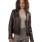 PHOEBE - Women's   Burgundy Biker Leather Jacket