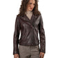 PHOEBE - Women's   Burgundy Biker Leather Jacket