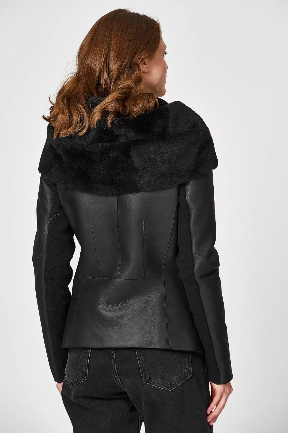 Women's Black Sheepskin Biker Jacket