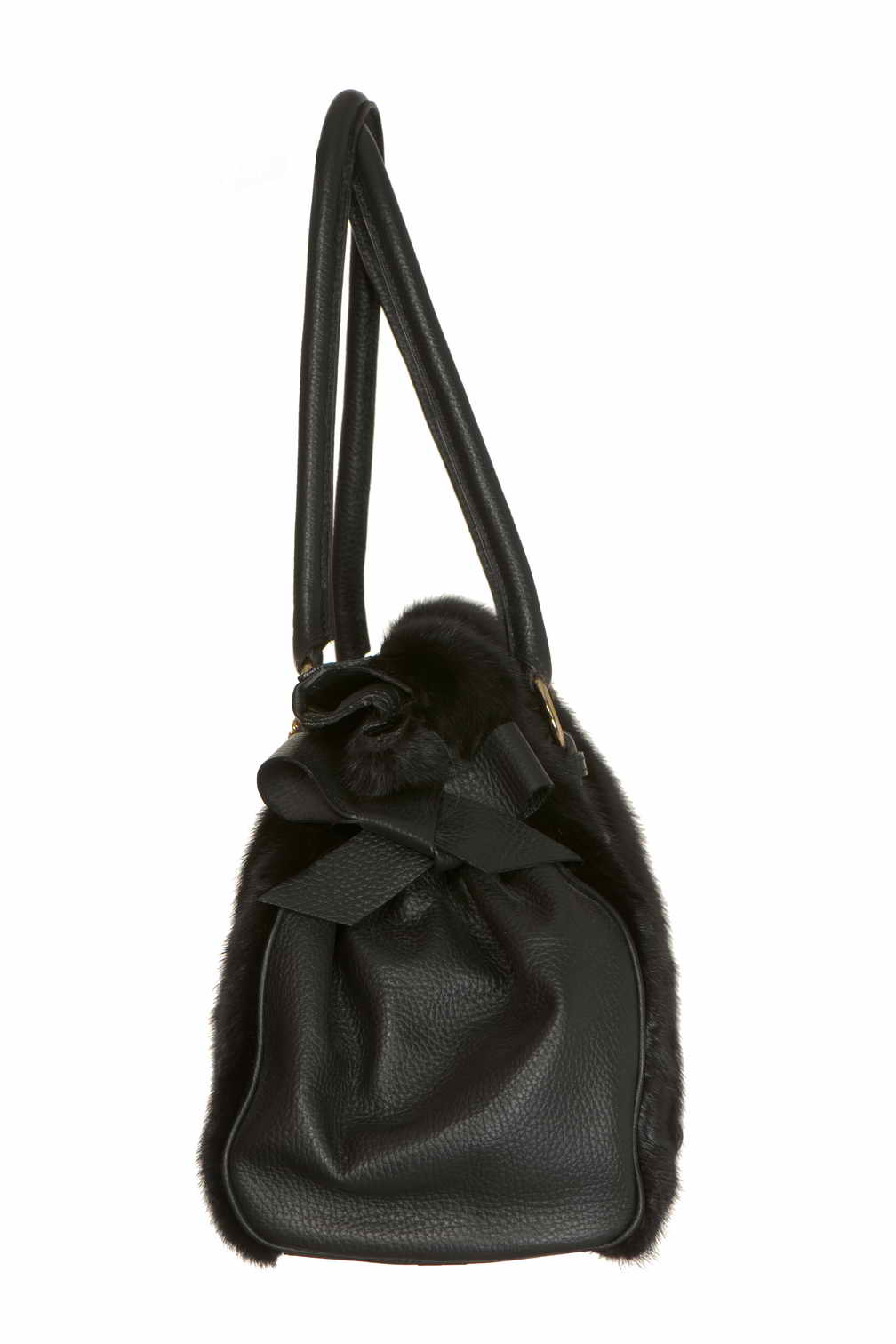 Black Fur and Leather Bag