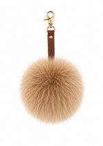 Peru Fox pompom Keyring with Genuine leather strap