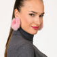 Pink Fur Hoop Earrings . Wrapped Mink HOOPS.
