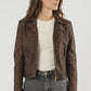 NYXA- Printed Leather Jacket in Cognac Color
