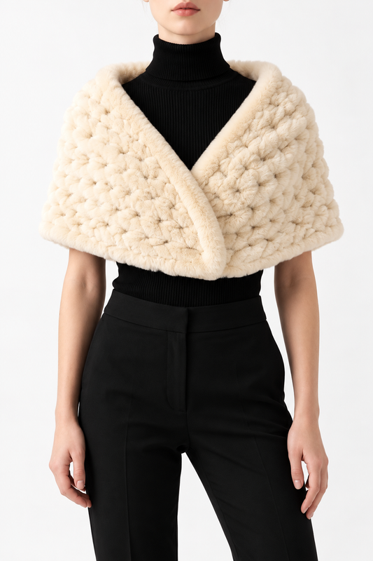 Women's Beige Fur Shawl