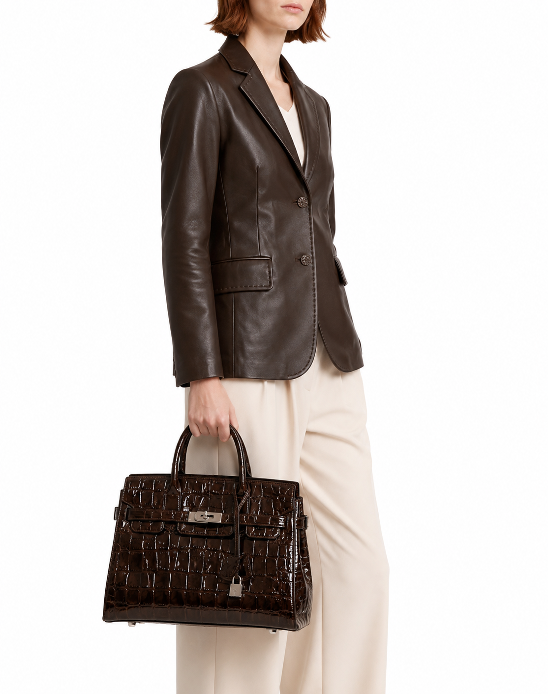 Brown Croco Leather bag