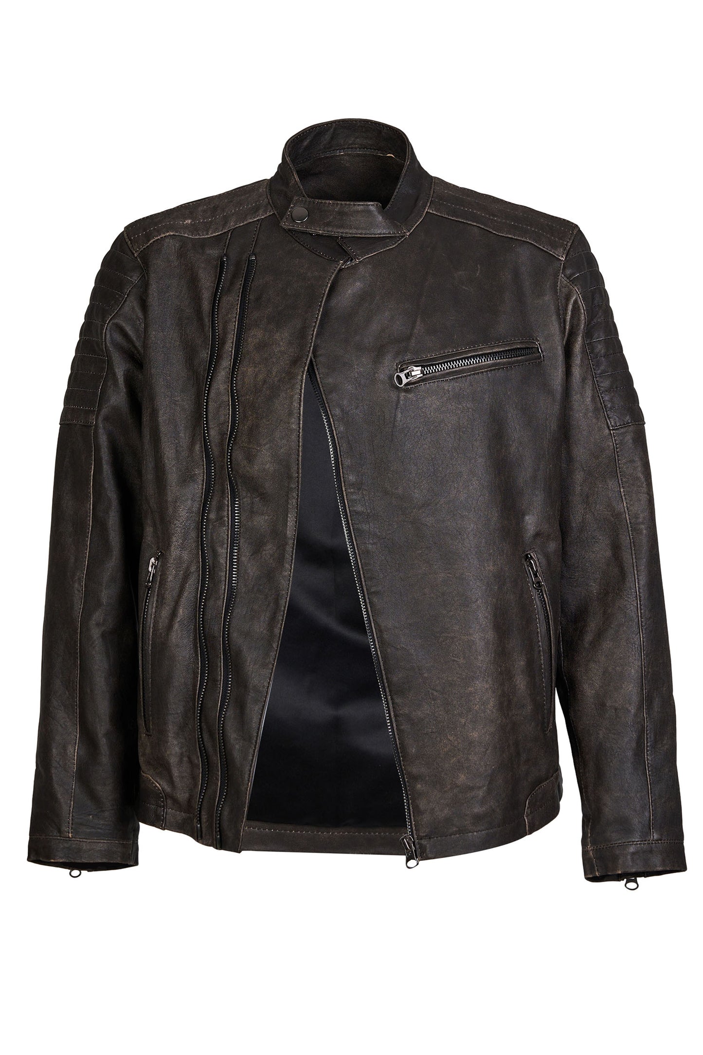Hooper -  Men's Biker  zstone Leather Jacket