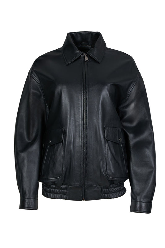 BONA - Women's oversize Bomber Leather Jacket
