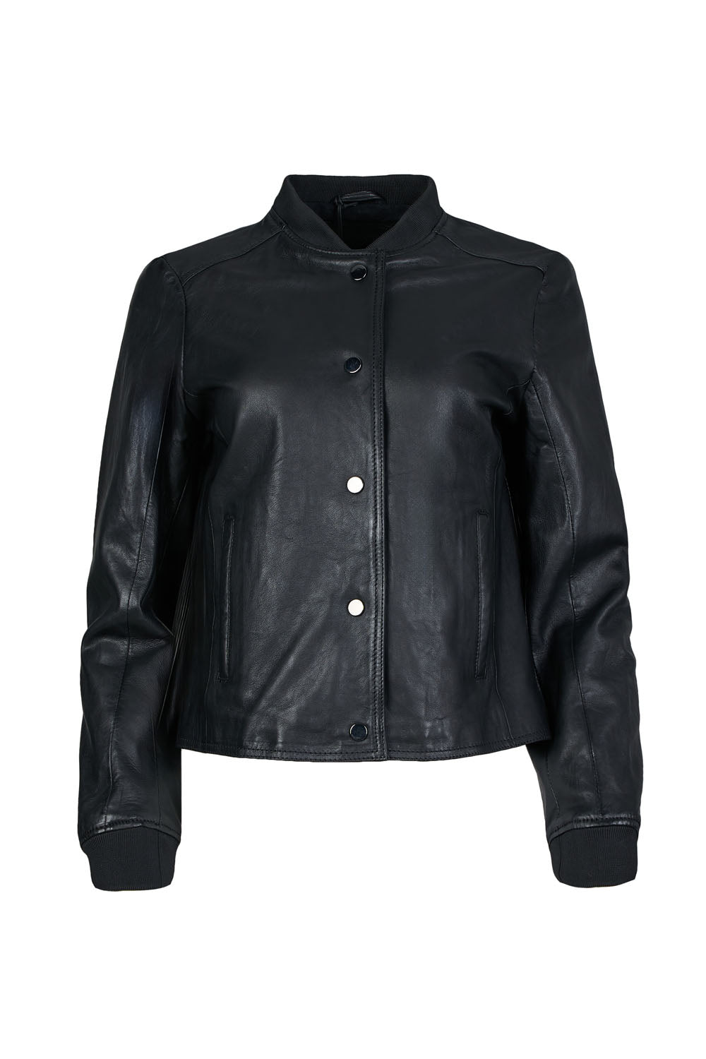 YELE - Women's Short Bomber Leather Jacket