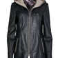 Γυναικείο Δερμάτινο Μπουφάν Με Κουκούλα Σε Διχρωμία Μαύρο – Μπεζ