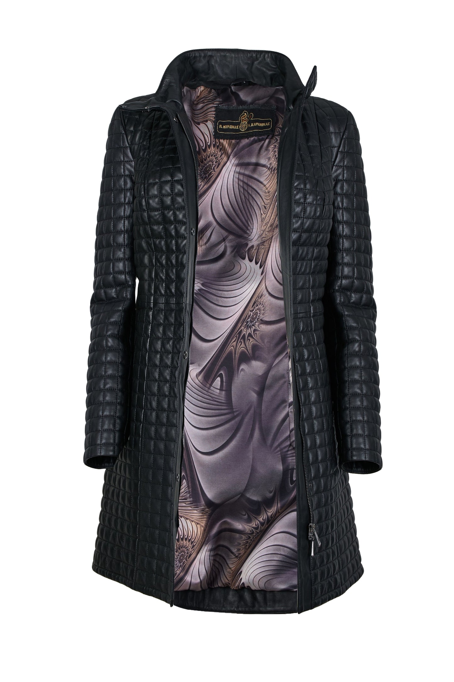 Black Quilted Nappa Leather Coat
