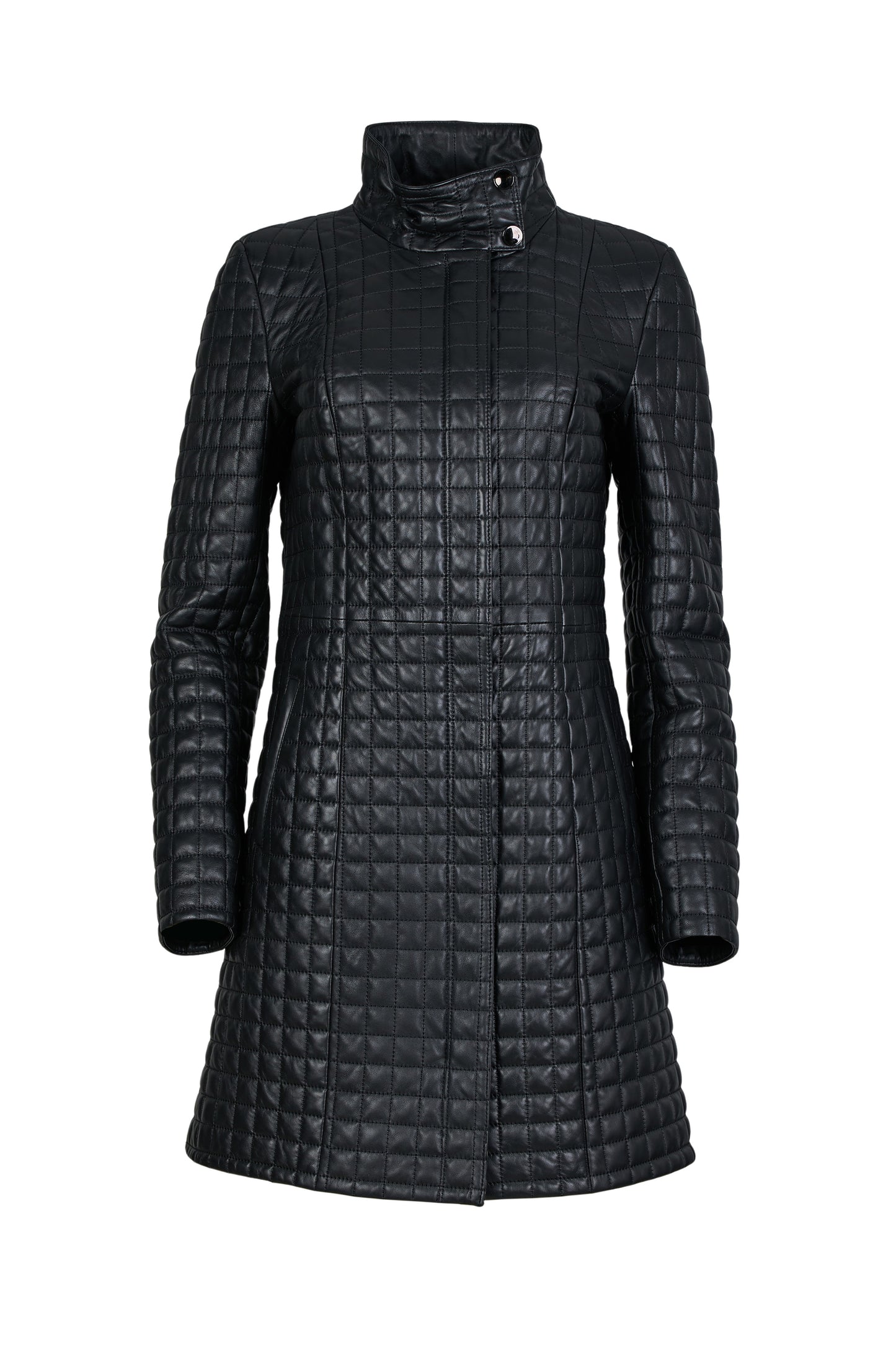 Black Quilted Nappa Leather Coat