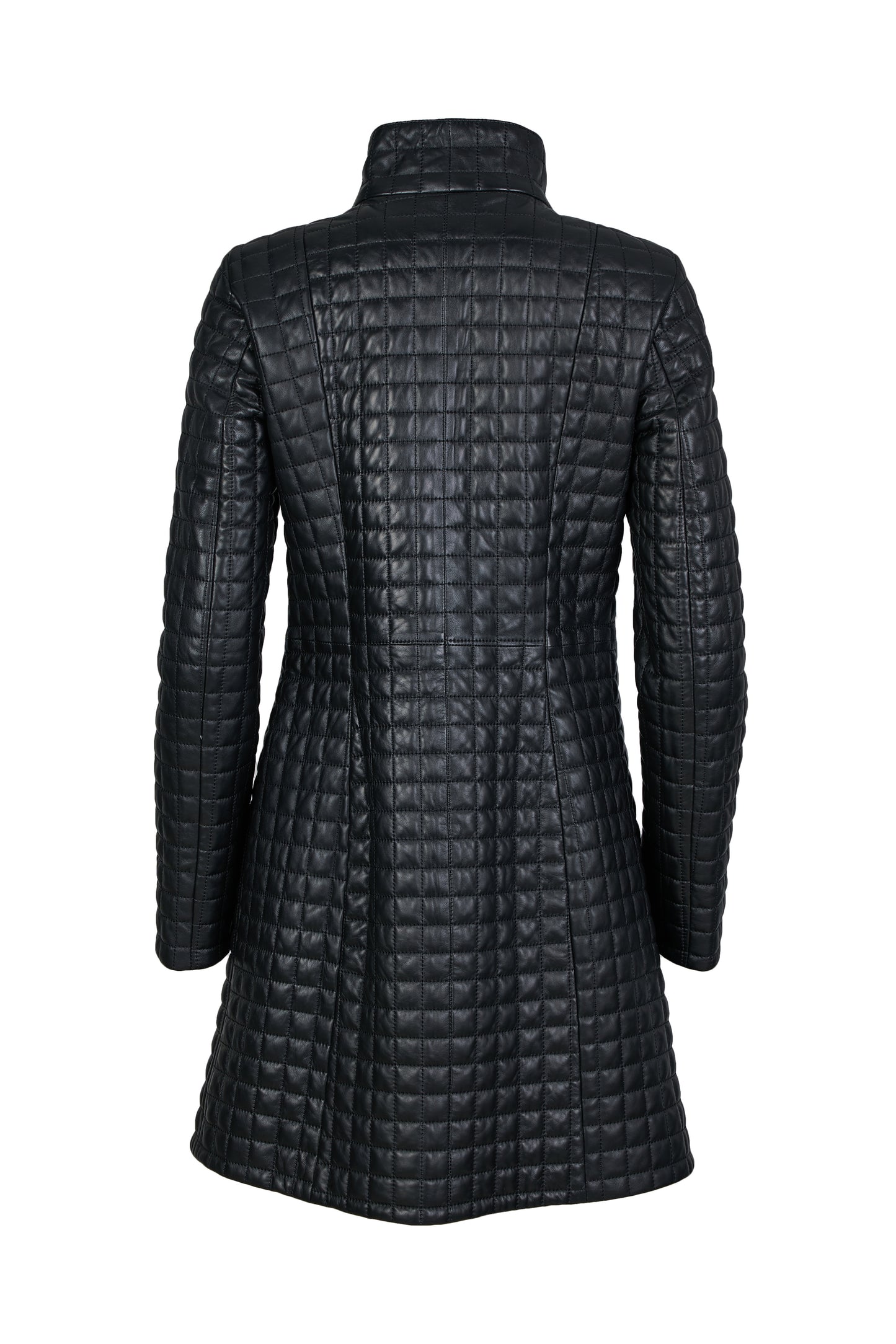 Black Quilted Nappa Leather Coat