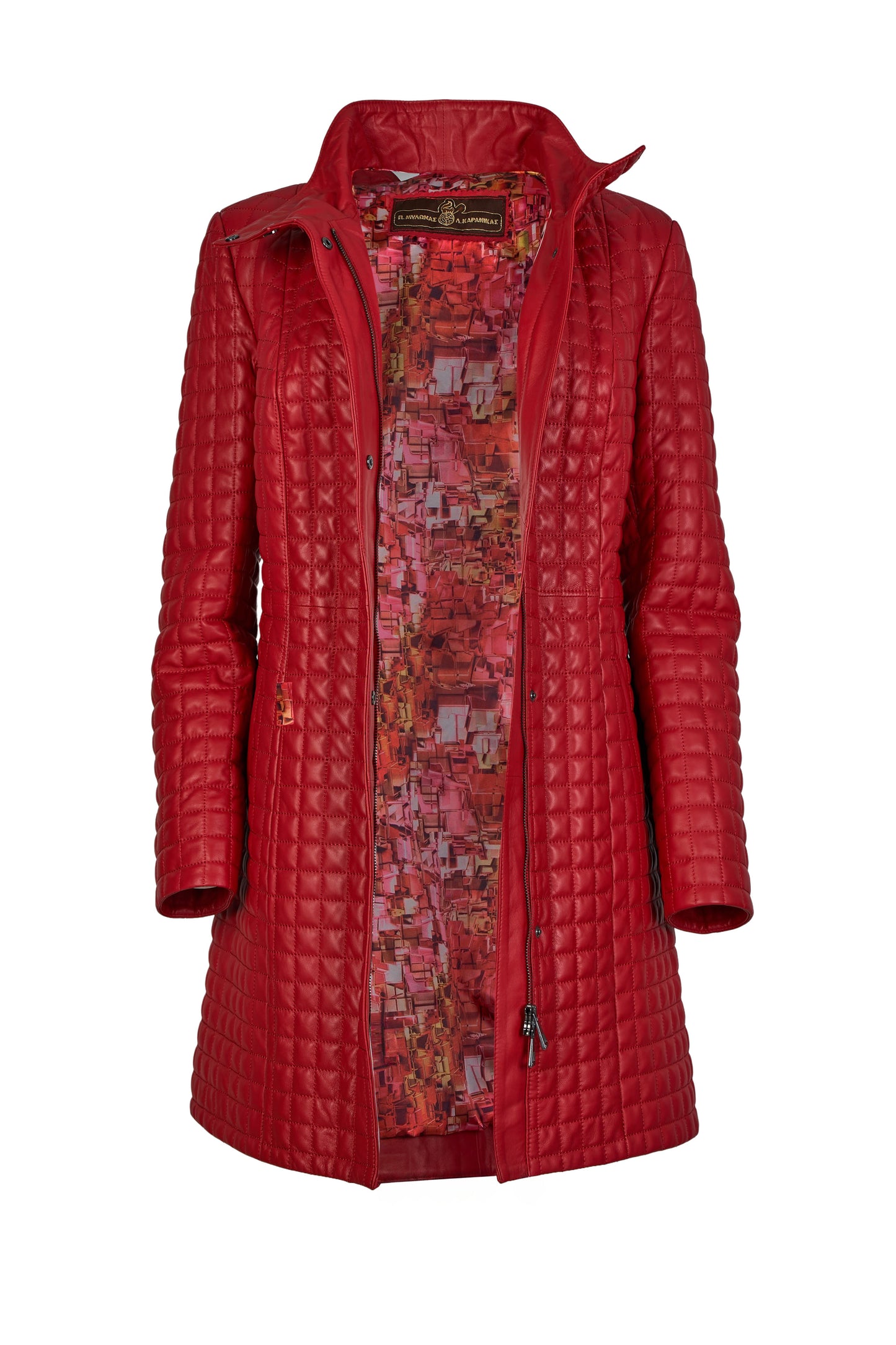 Red Quilted Nappa Leather Coat