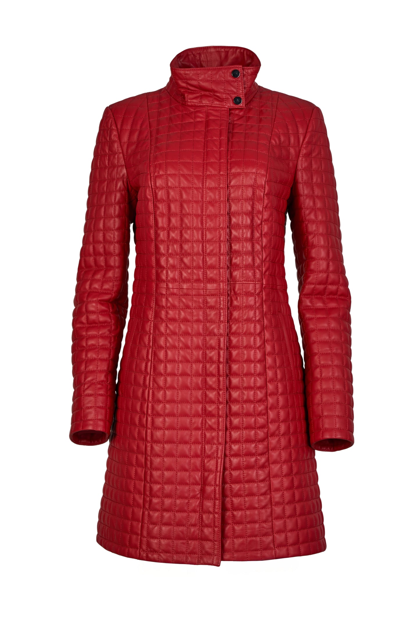Red Quilted Nappa Leather Coat