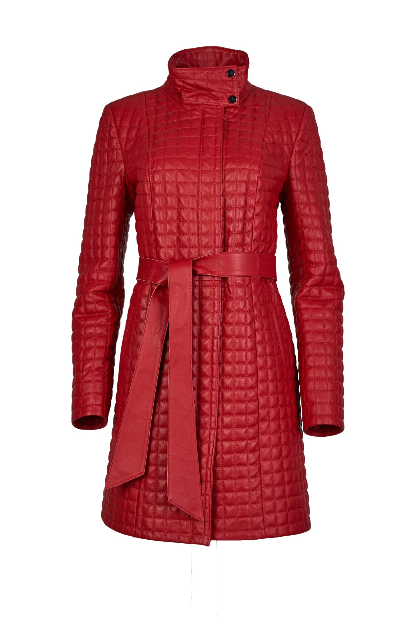 Red Quilted Nappa Leather Coat