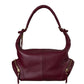 Χειροποίητη Μπορντό  Δερμάτινη Hobo Τσάντα με  Πλαϊνές  τσέπες